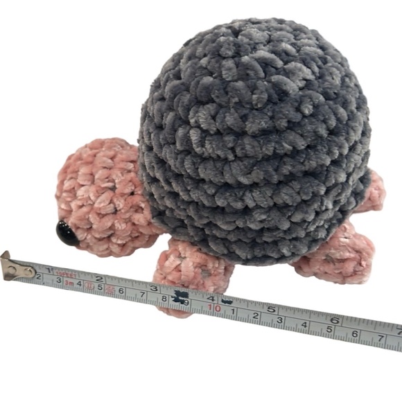 Handcrafted Crochet Pink & Gray Soft Turtle Plush - Picture 8 of 8